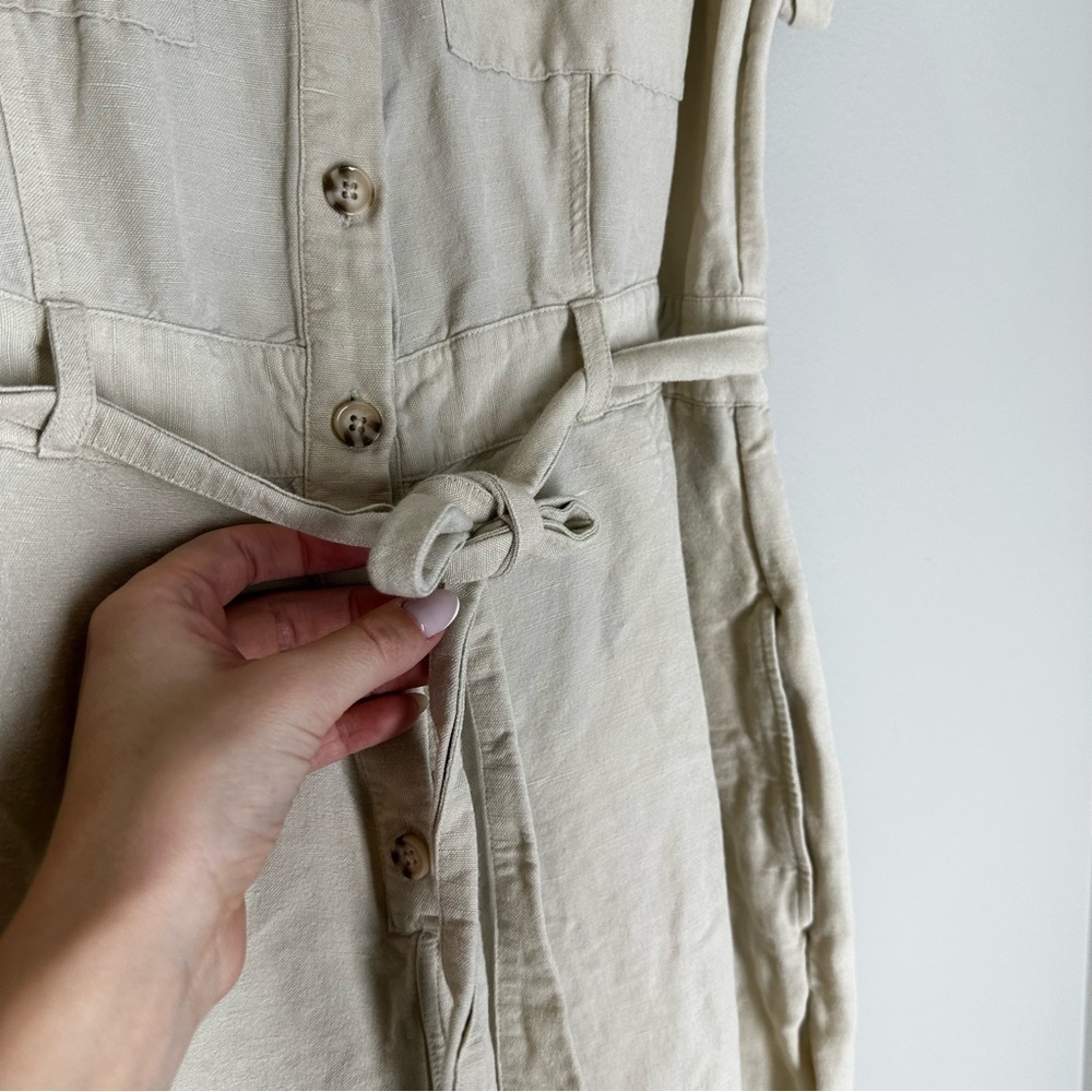 Rails Callie Linen Blend Jumpsuit Size M Women’s Cream Beige Collared Buttoned - Picture 11 of 15